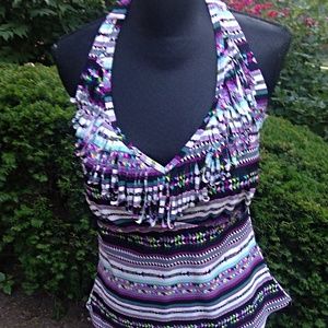 JESSICA SIMPSON PLUS SIZE SWIMSUIT HALTER BACK 2X